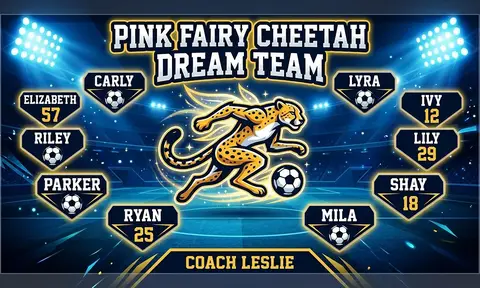 Pink Fairy Cheetah Dream Team Soccer AI image template