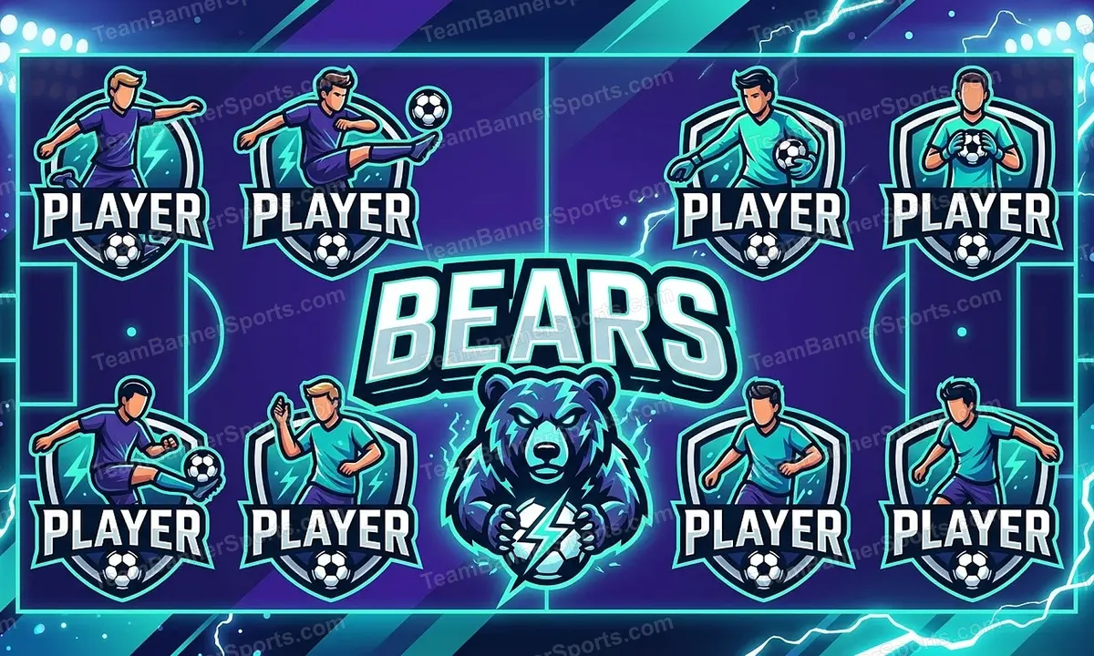 Bears soccer team banner created with AI