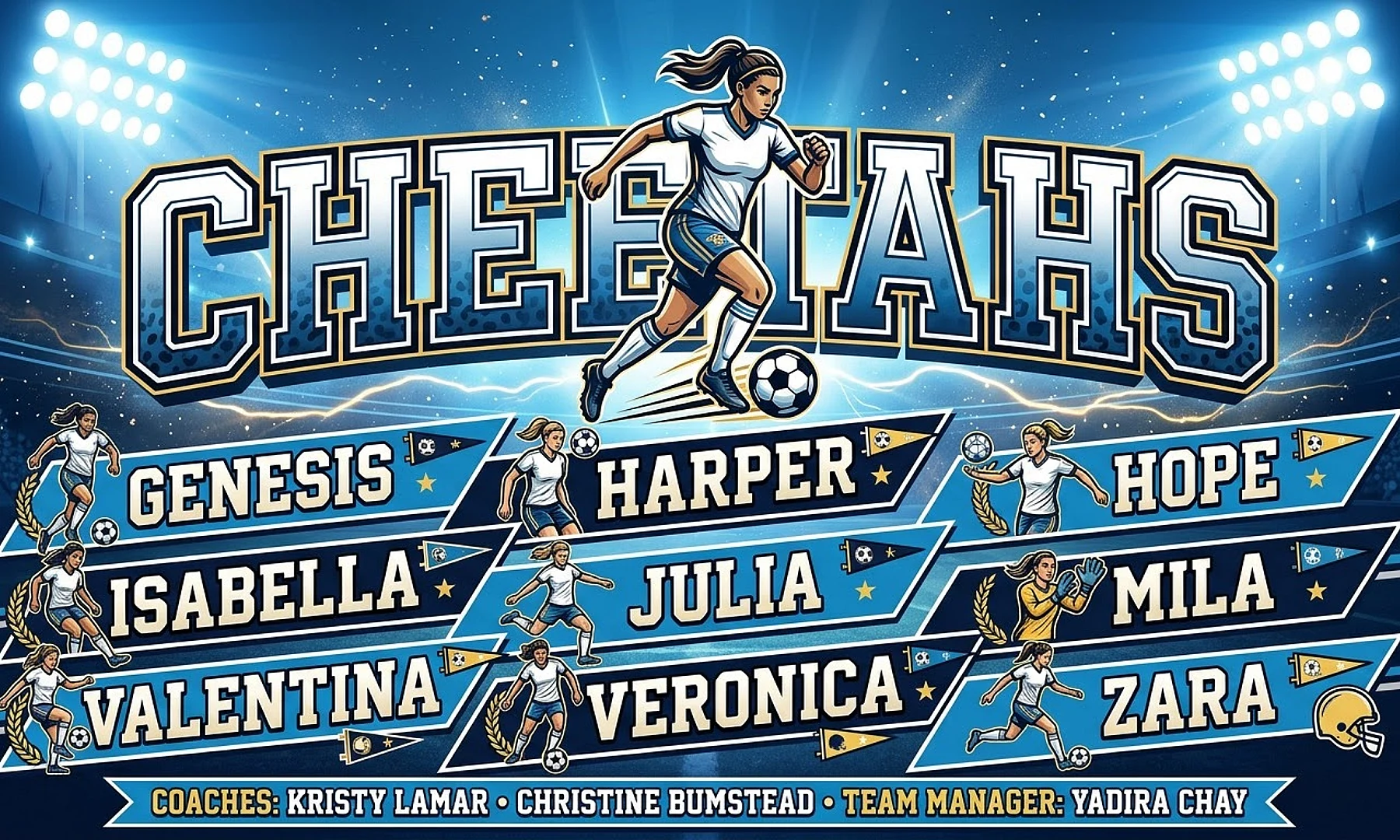 Cheetahs soccer team banner created with AI