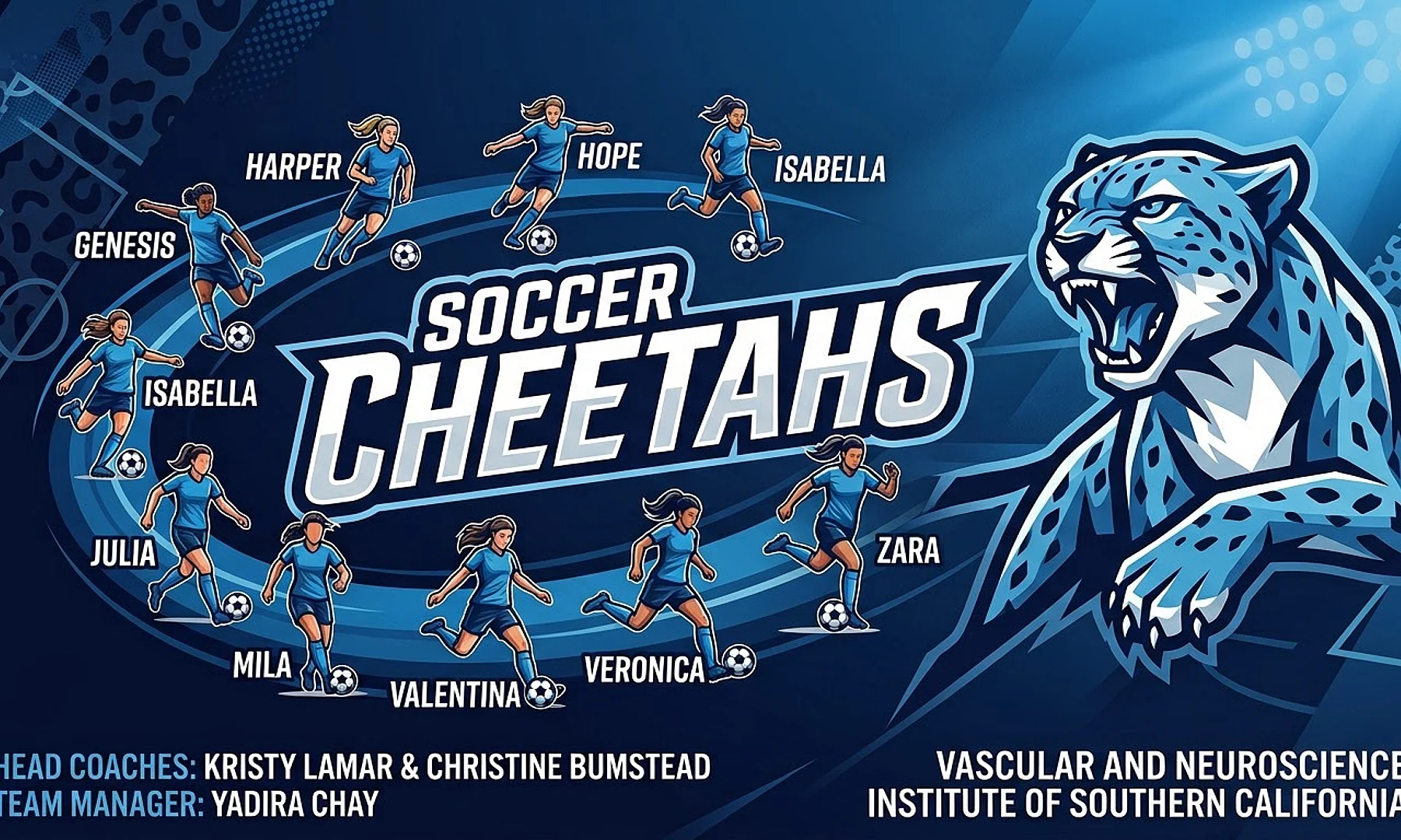 Cheetahs soccer team banner created with AI