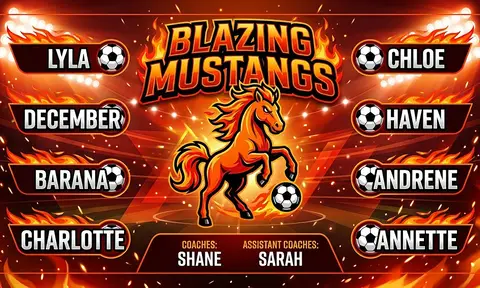 Blazing Mustangs Soccer AI image template