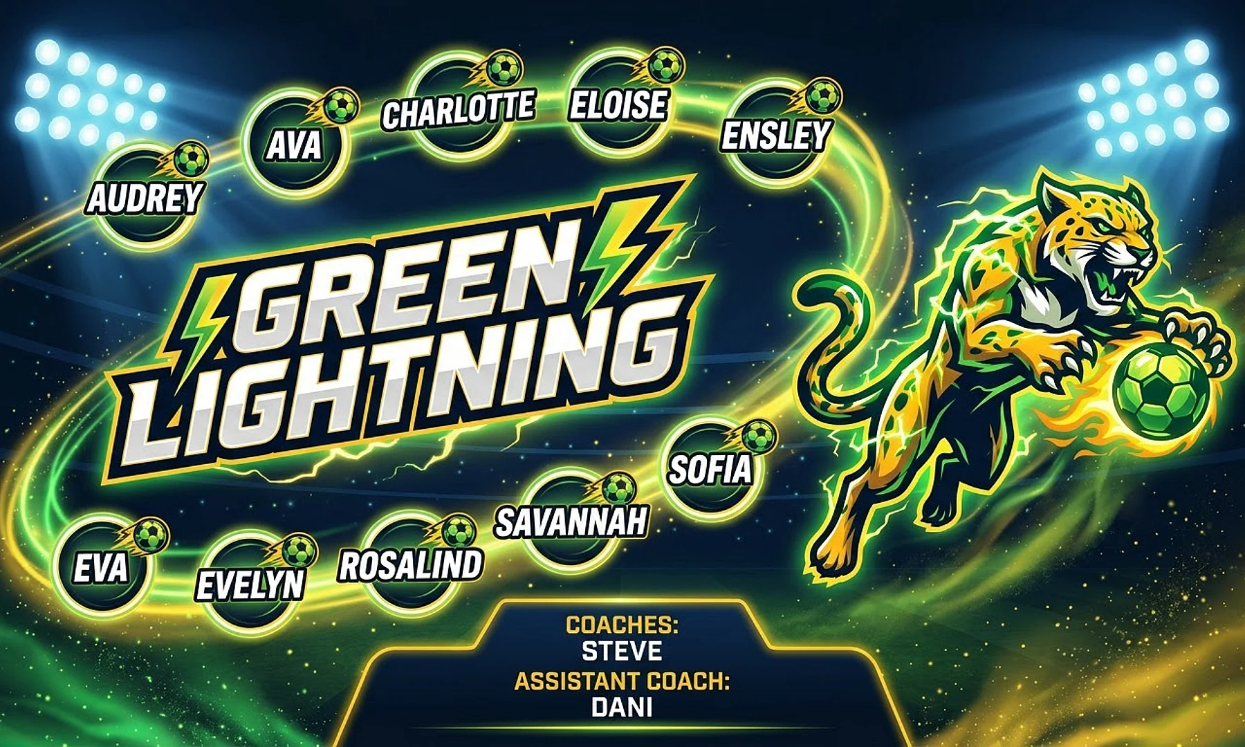 Green Lighting soccer team banner created with AI