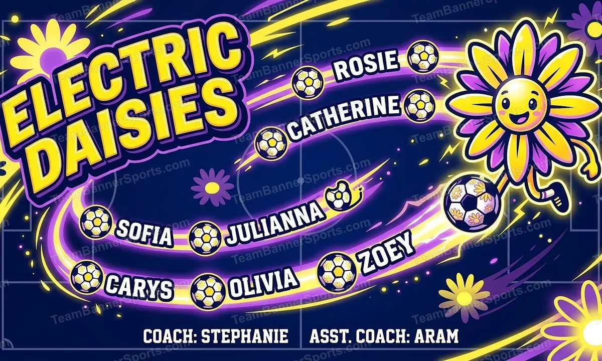 Electric Daisies soccer team banner created with AI