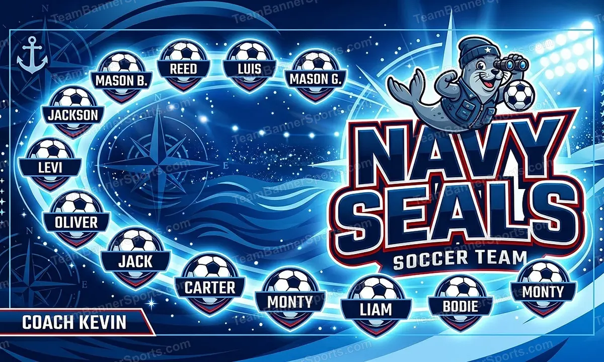 Navy Seals soccer team banner created with AI
