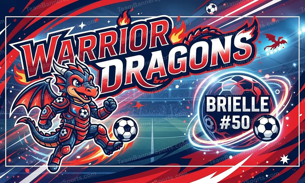 Warrior Dragons soccer team banner created with AI