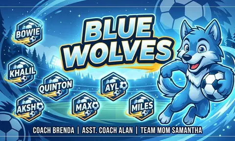Blue Wolves Soccer AI image template