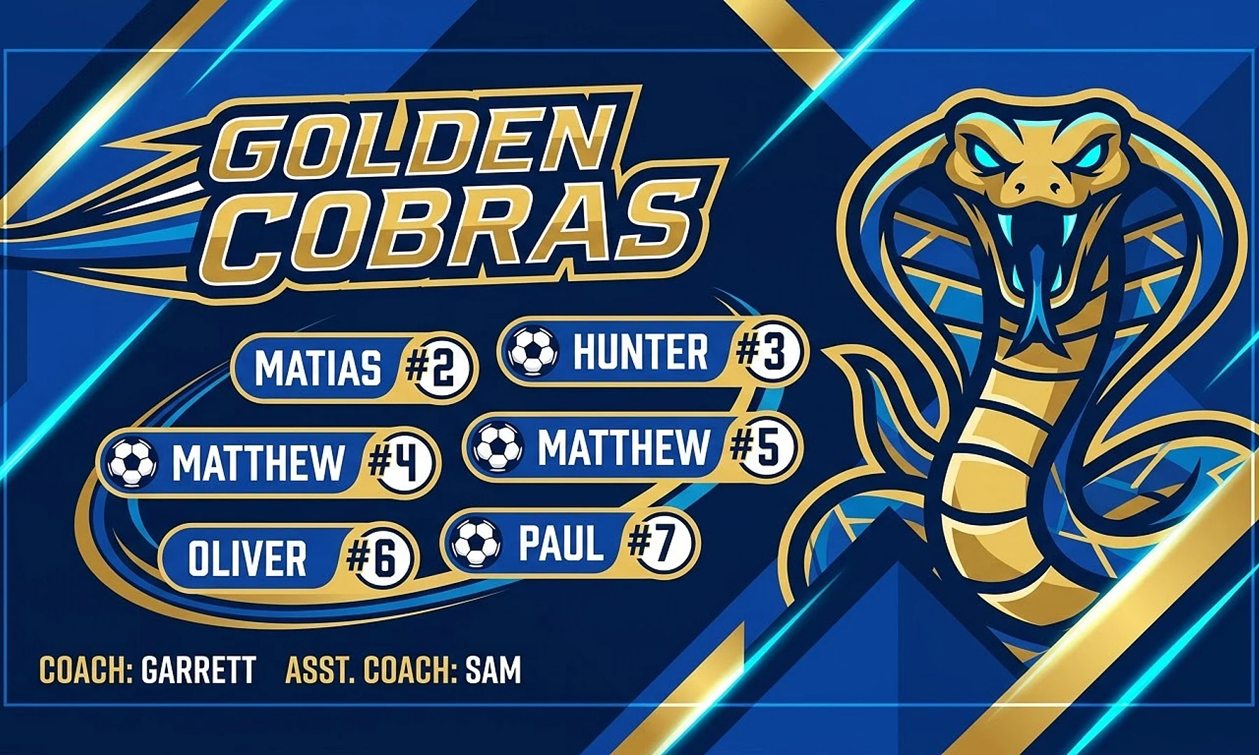 Golden Cobras Soccer AI image template