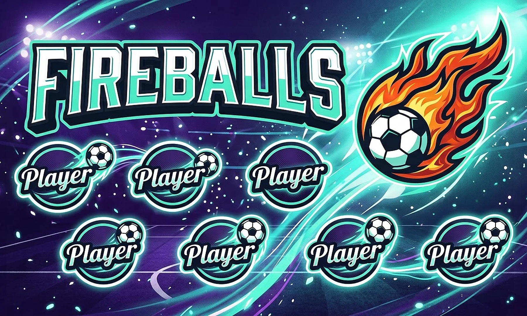 Fireballs soccer team banner created with AI