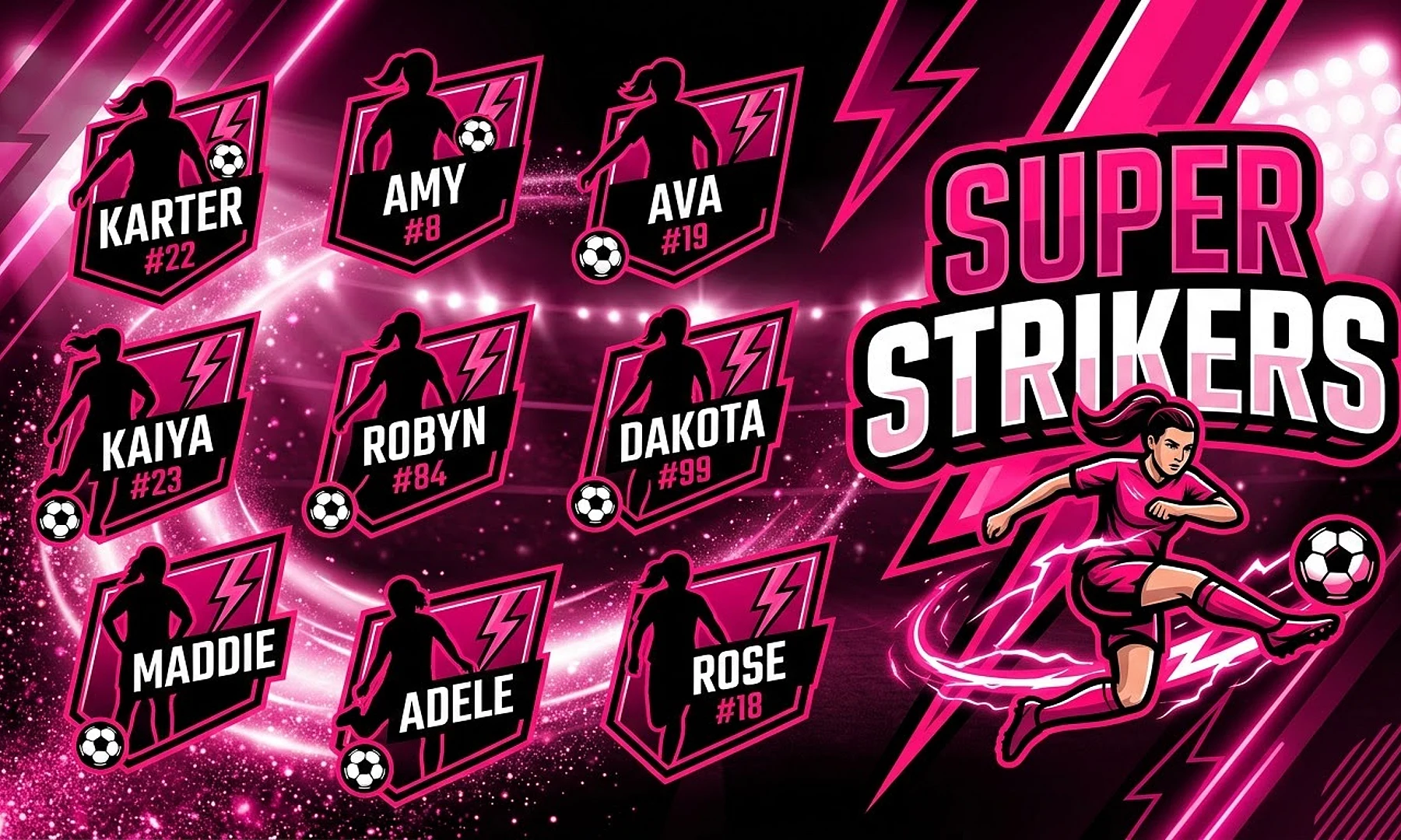 Super Strikers soccer team banner created with AI