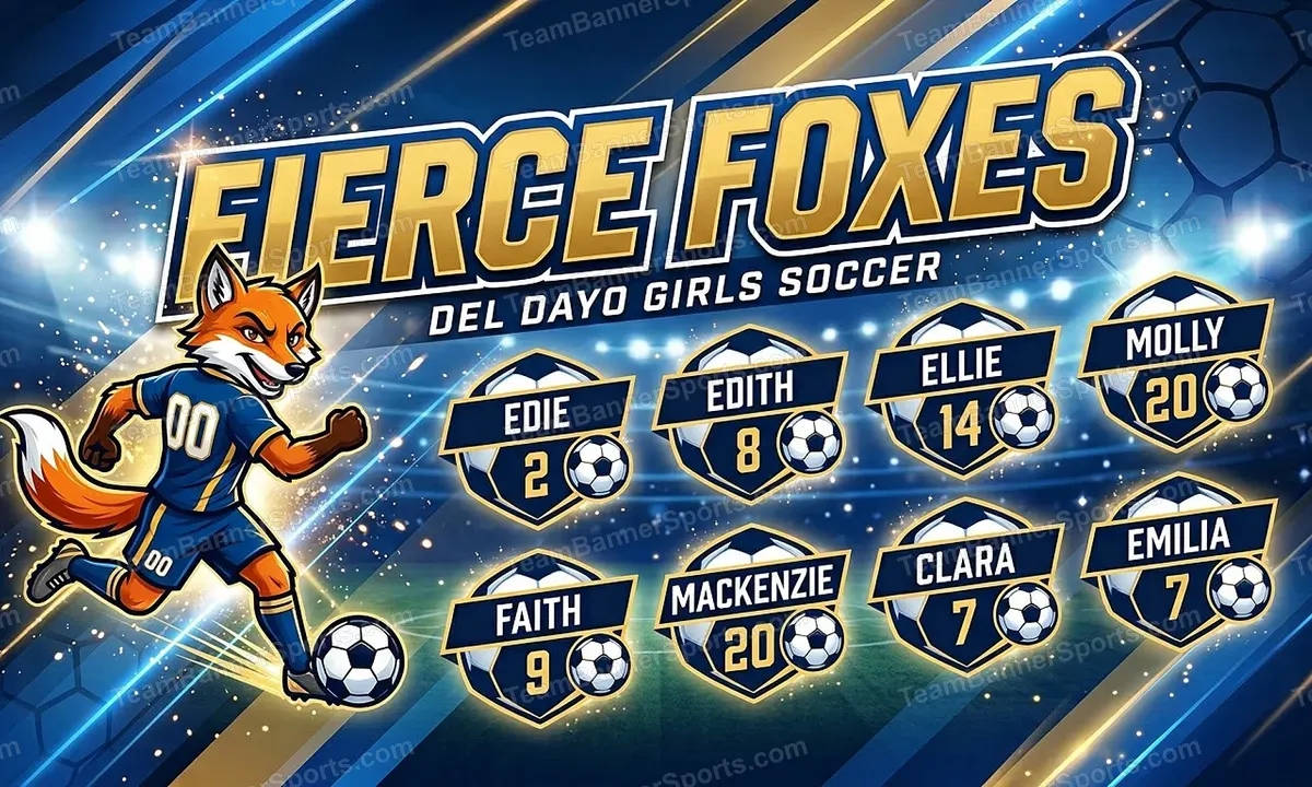 Fierce Foxes soccer team banner created with AI