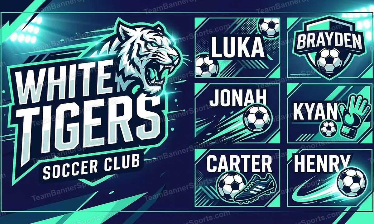 White Tigers soccer team banner created with AI