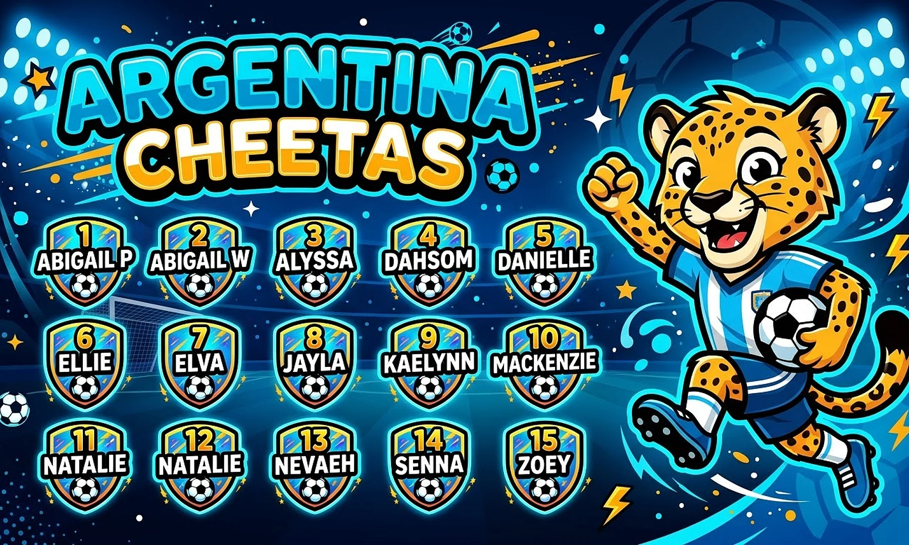 Argentina Cheetas soccer team banner created with AI