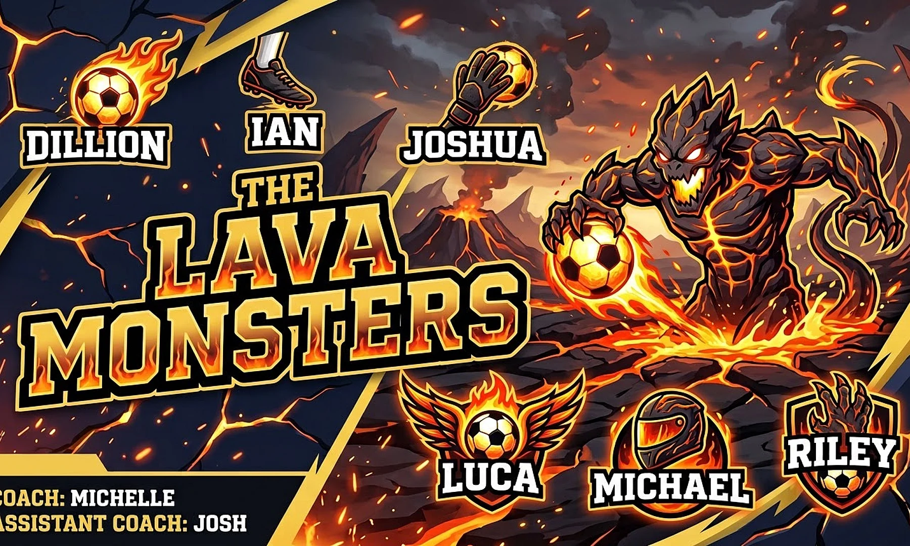 The Lava Monsters soccer team banner created with AI