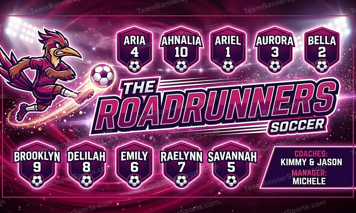 The Roadrunners soccer team banner created with AI