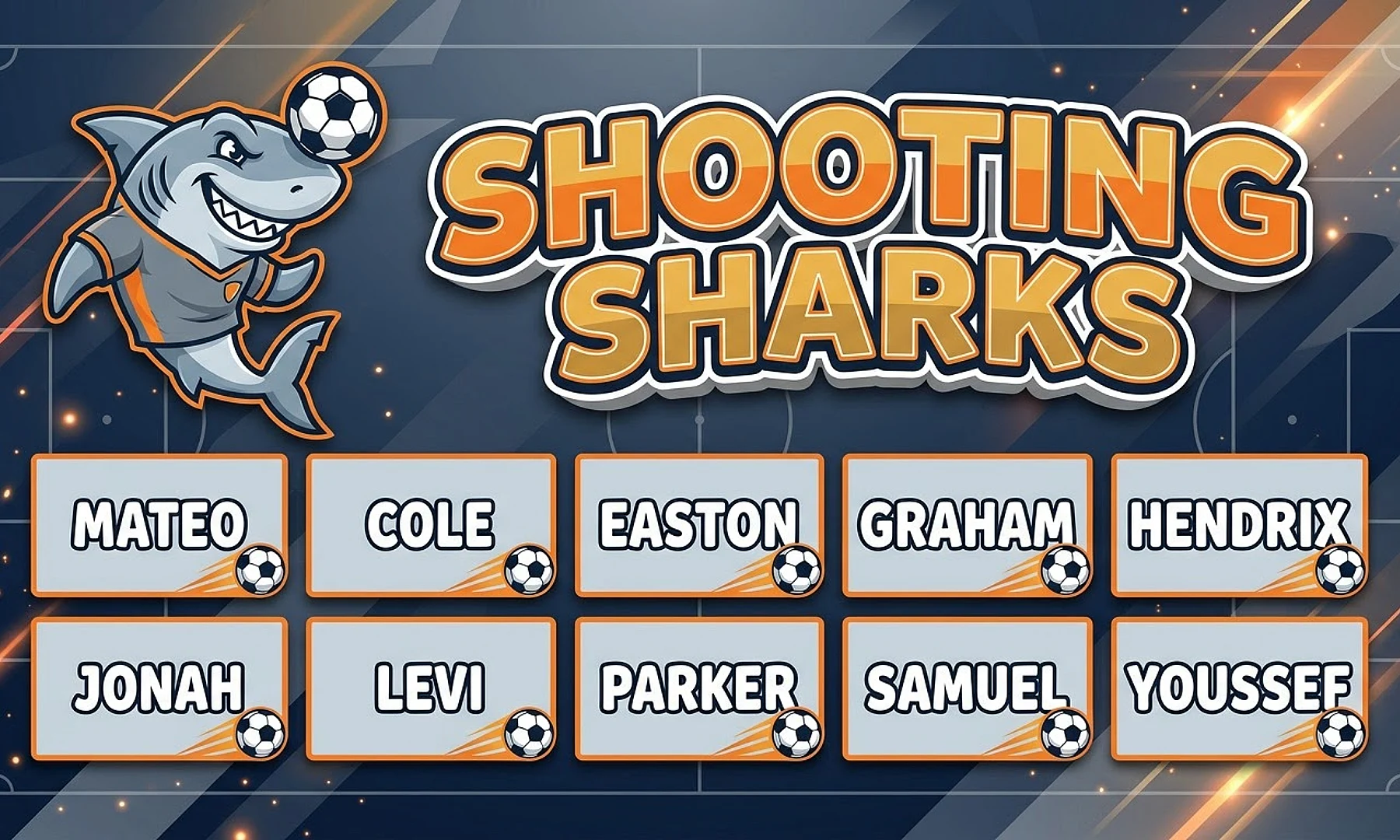 Shooting Sharks soccer team banner created with AI