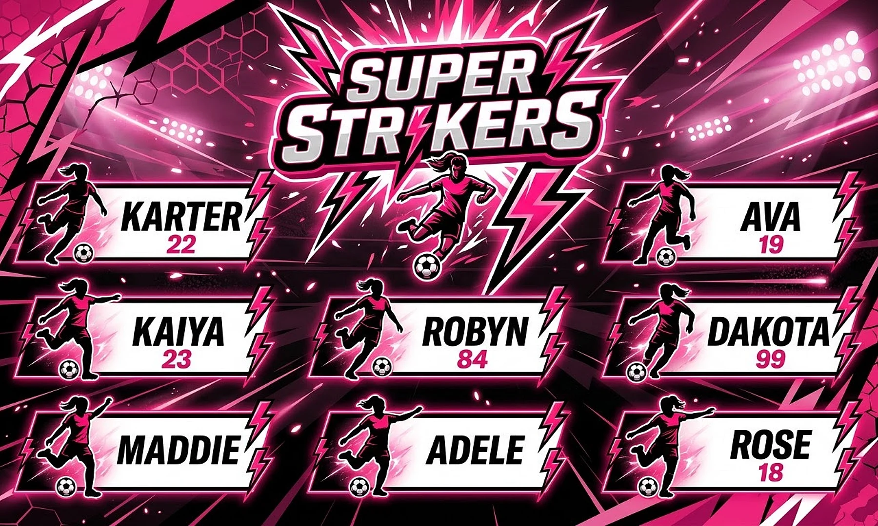Super Strikers soccer team banner created with AI