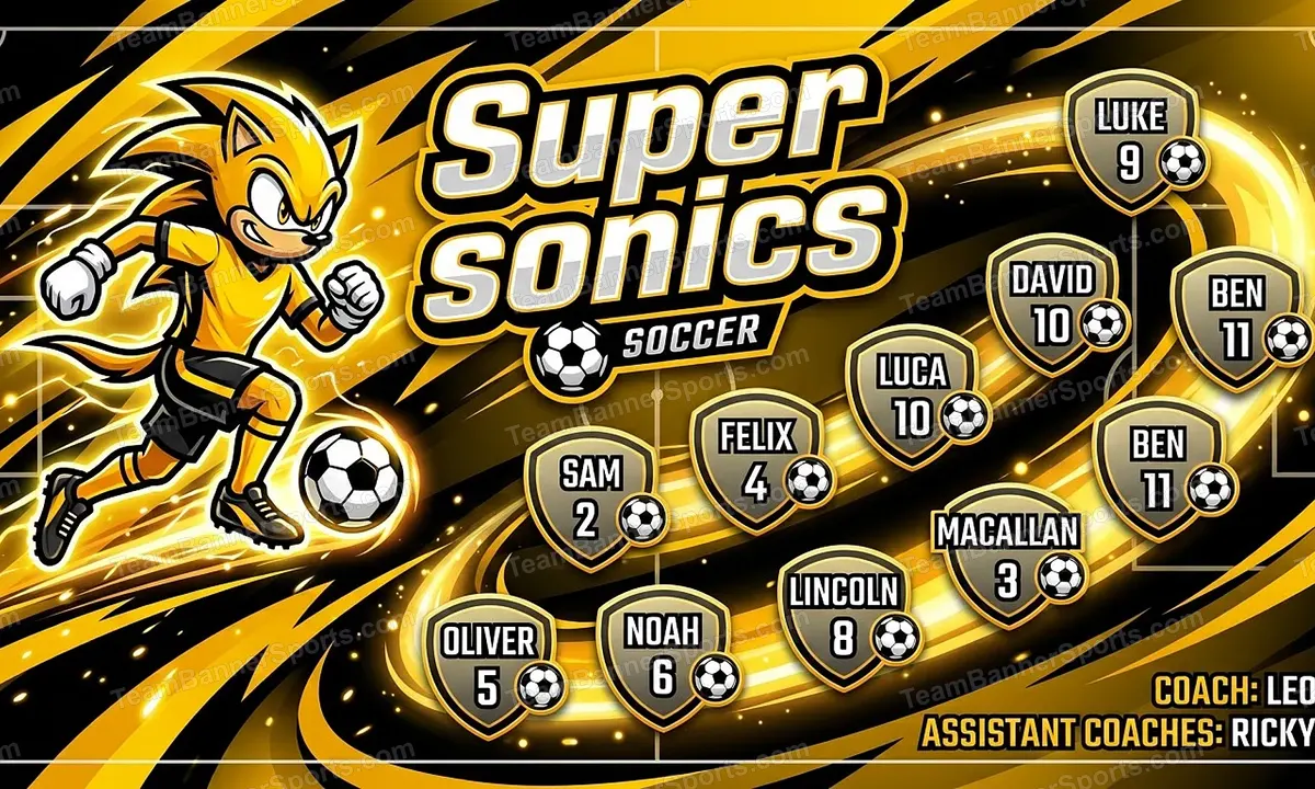 Super sonics soccer team banner created with AI