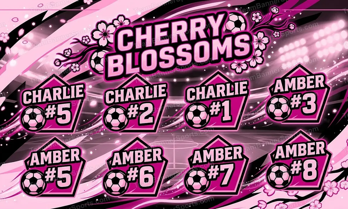 Cherry Blossoms soccer team banner created with AI