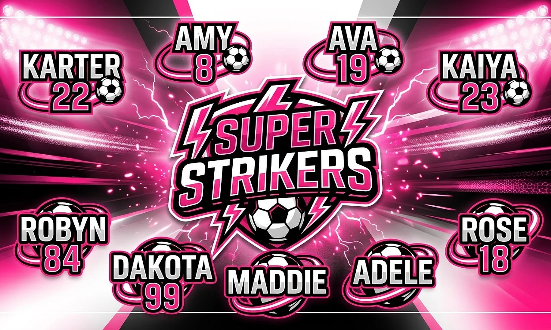 Super Strikers soccer team banner created with AI
