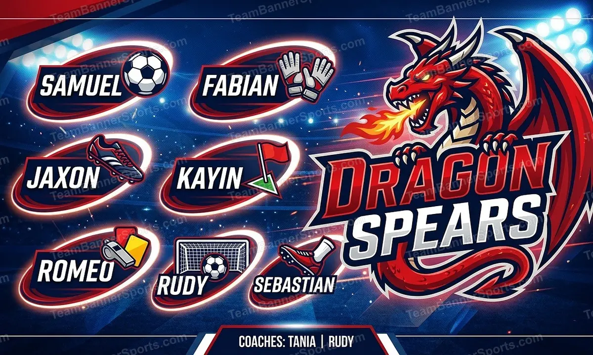 Dragon Spears soccer team banner created with AI