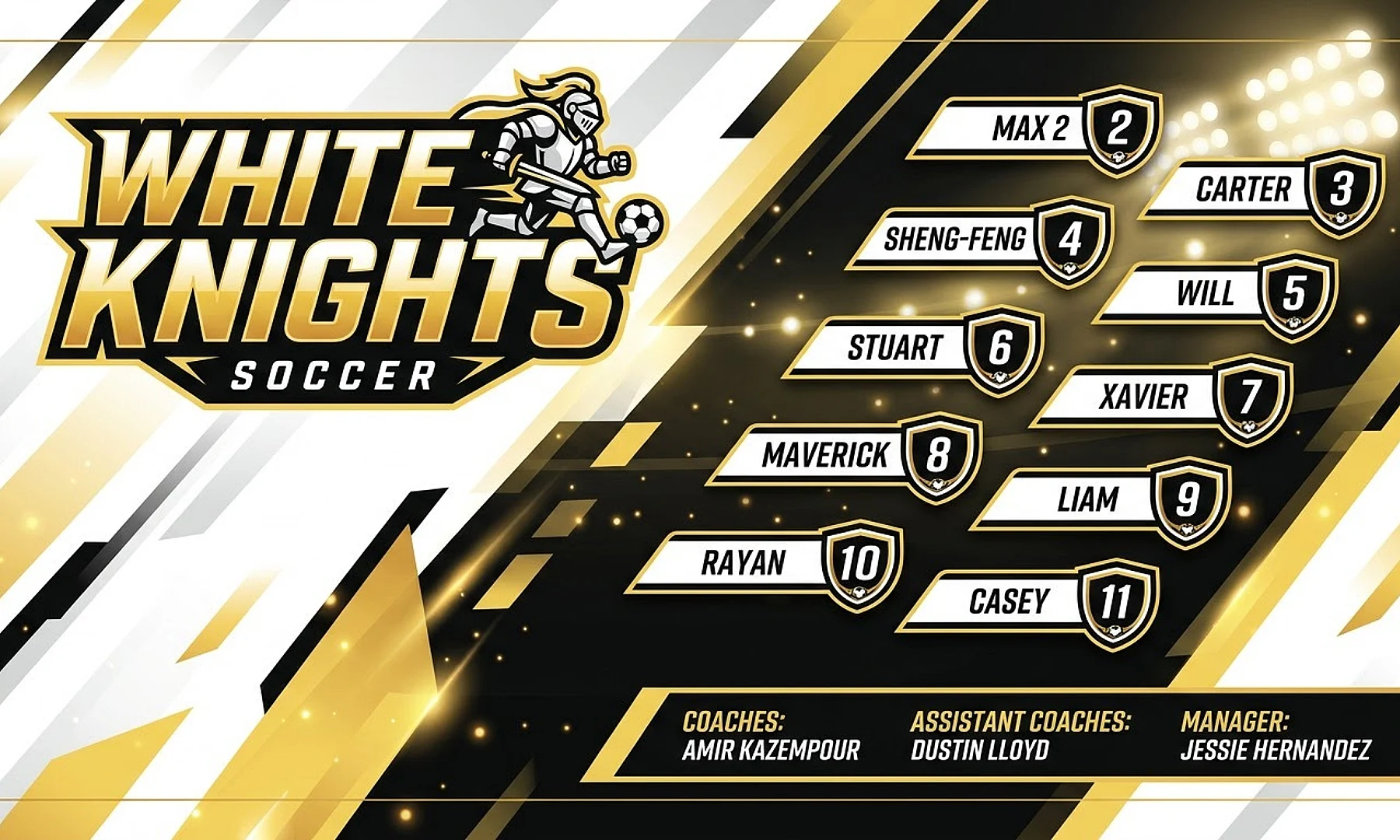White Knights soccer team banner created with AI