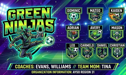 Green Ninjas Soccer AI image template