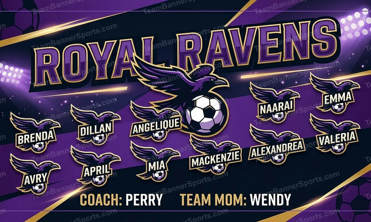 Royal Ravens soccer team banner created with AI