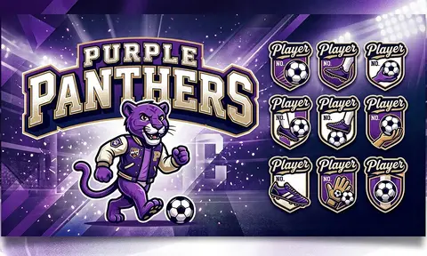 Purple panthers Soccer AI image template
