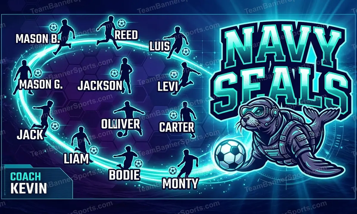 Navy Seals soccer team banner created with AI