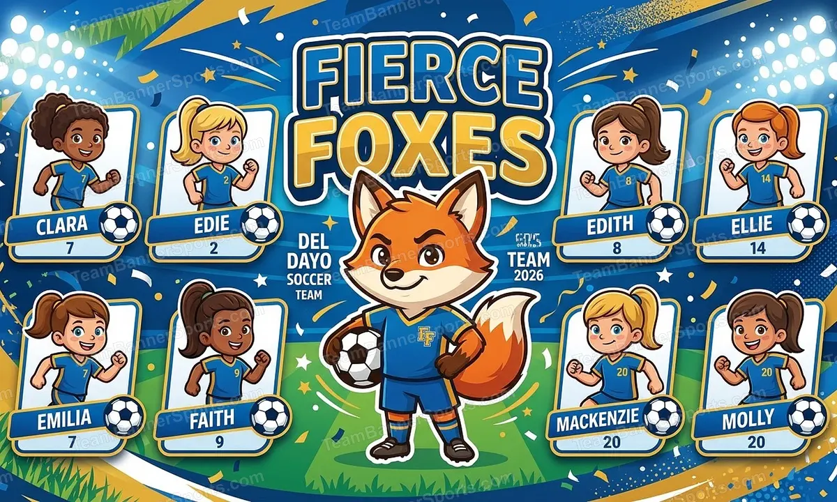 Fierce Foxes soccer team banner created with AI