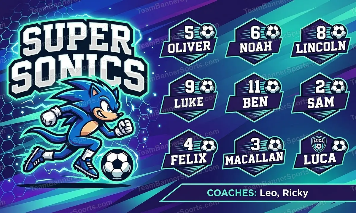 Super sonics soccer team banner created with AI