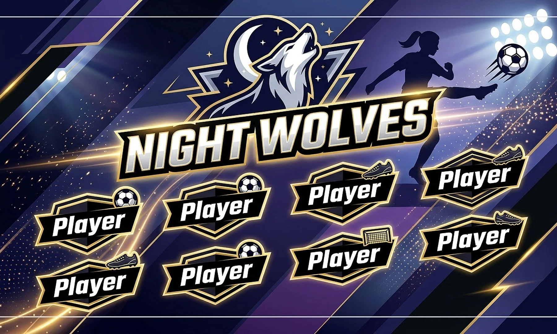 night wolves soccer team banner created with AI