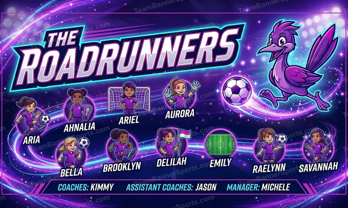 The Roadrunners soccer team banner created with AI