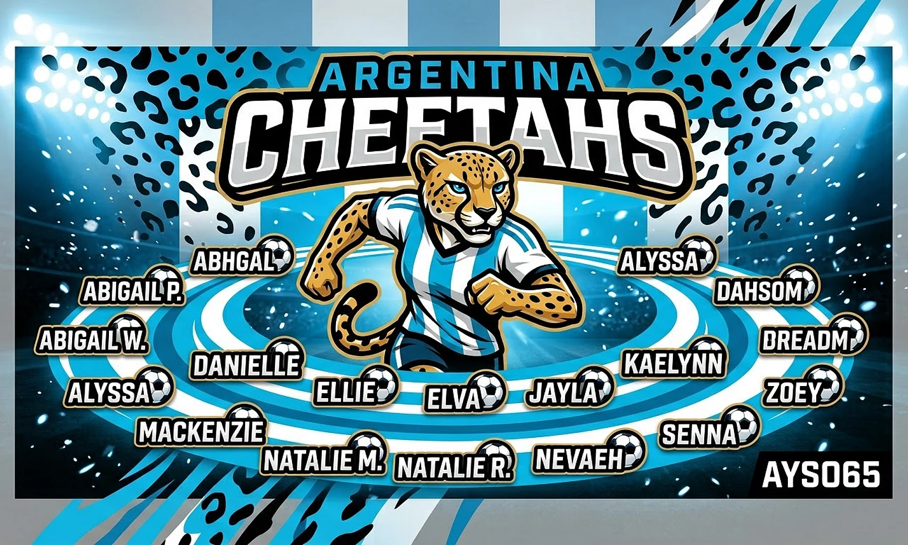 Argentina Cheetahs soccer team banner created with AI