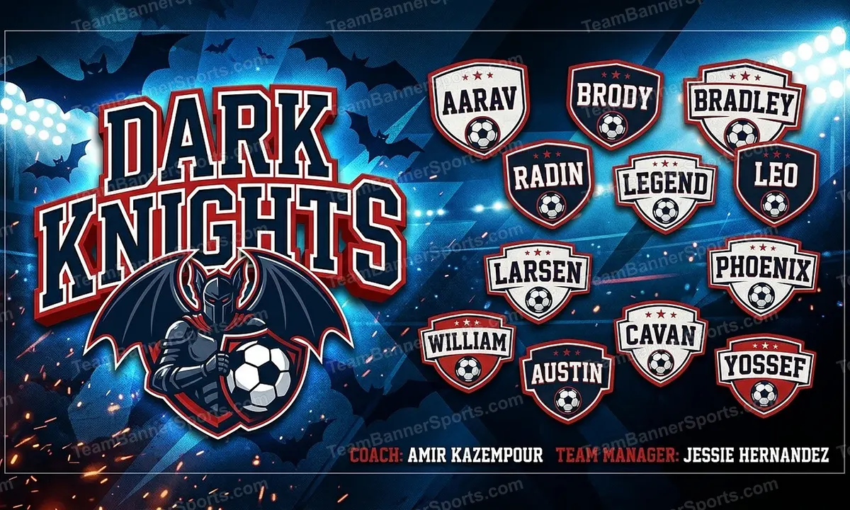 Dark Knights soccer team banner created with AI