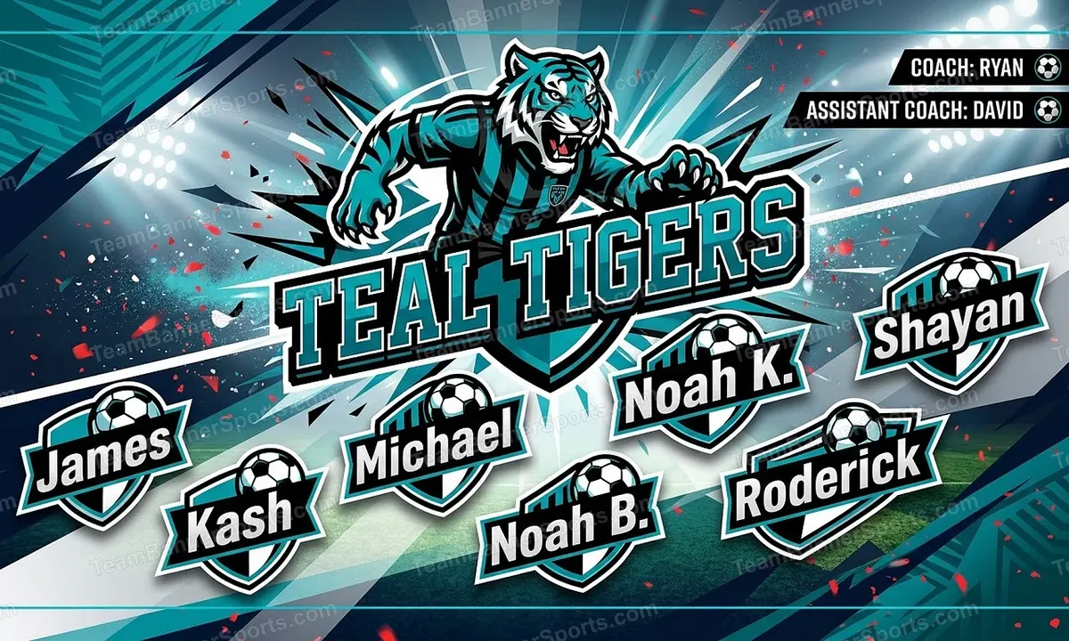Teal Tigers soccer team banner created with AI