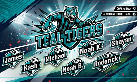 Teal Tigers Soccer AI image template