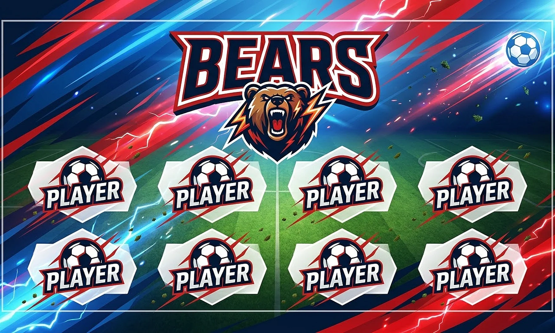 Bears soccer team banner created with AI