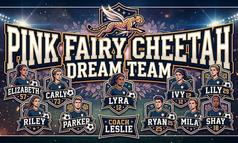 Pink Fairy Cheetah Dream Team Soccer AI image template