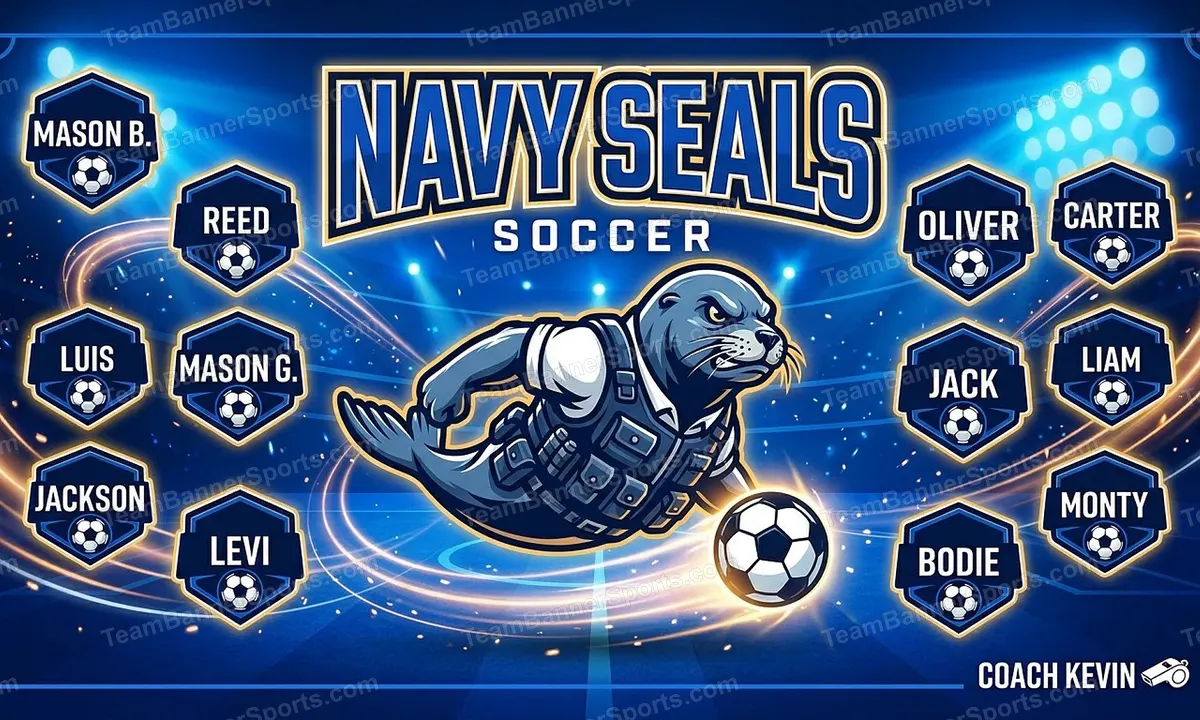 Navy Seals soccer team banner created with AI