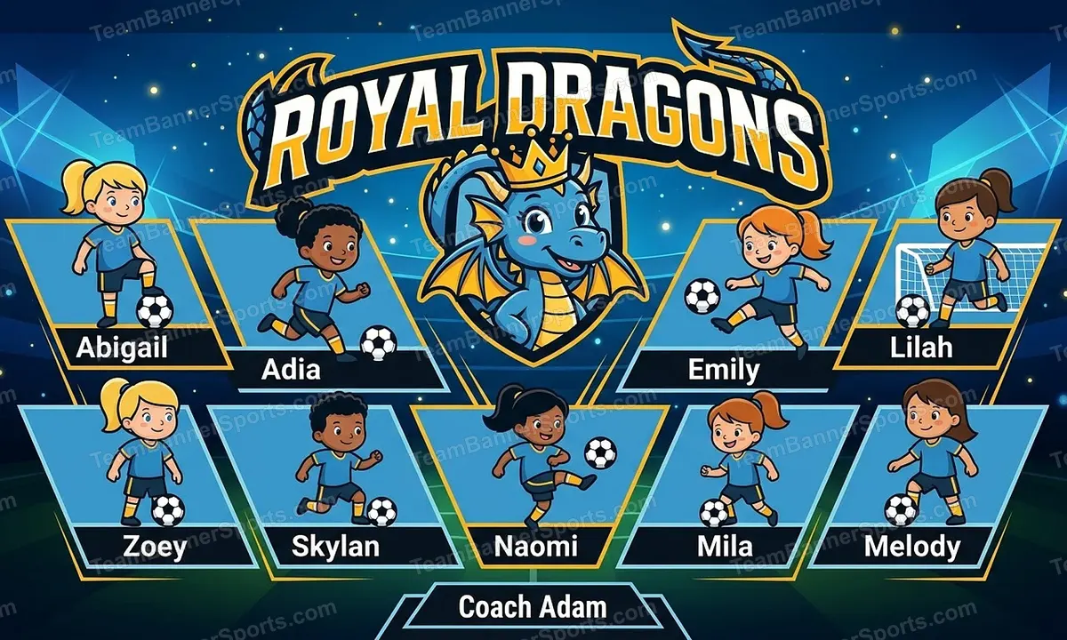 Royal Dragons soccer team banner created with AI