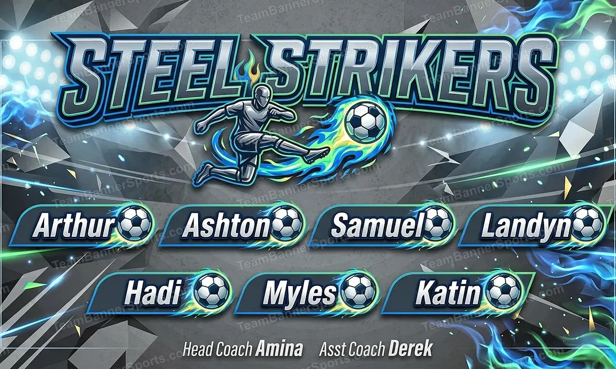 Steel Strikers soccer team banner created with AI