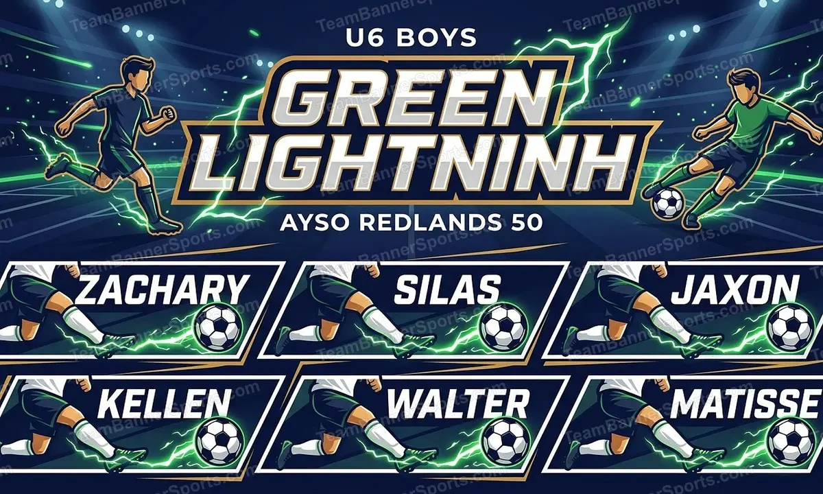 Green Lightninh soccer team banner created with AI
