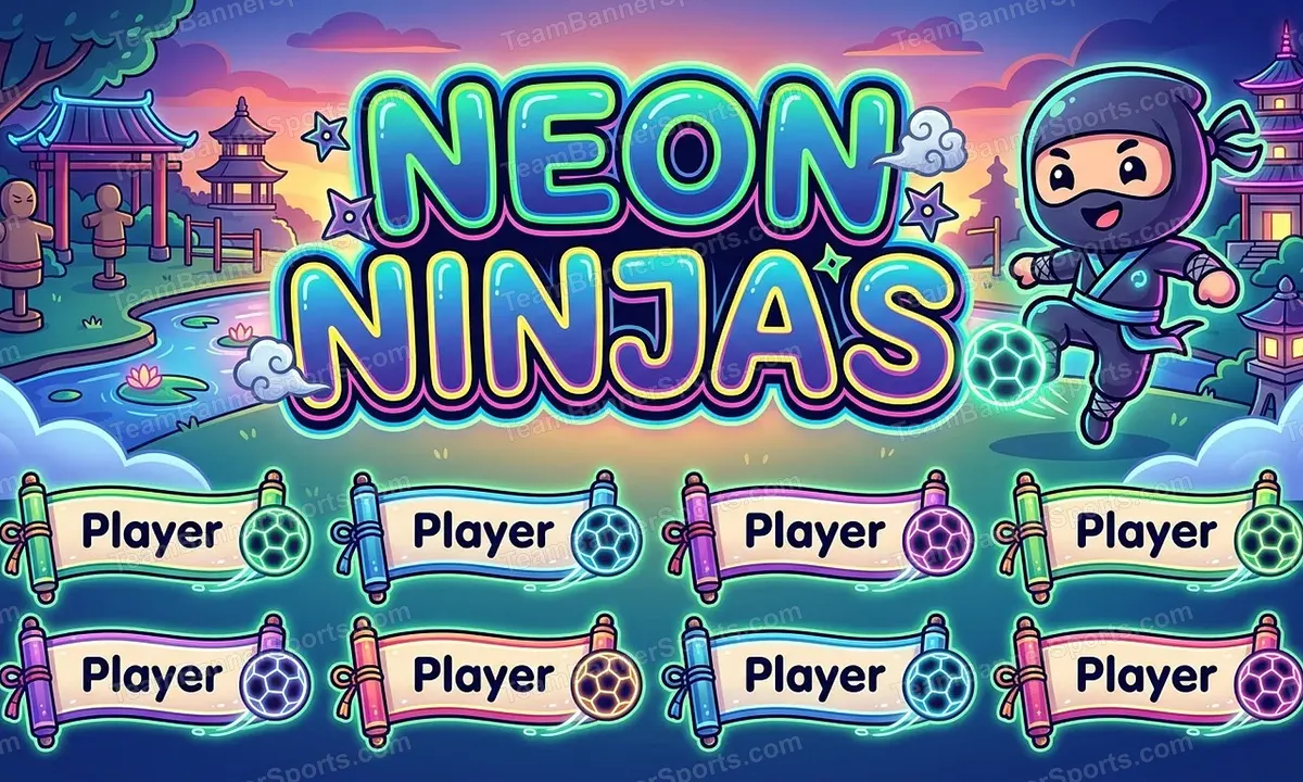 NEON NINJAS soccer team banner created with AI