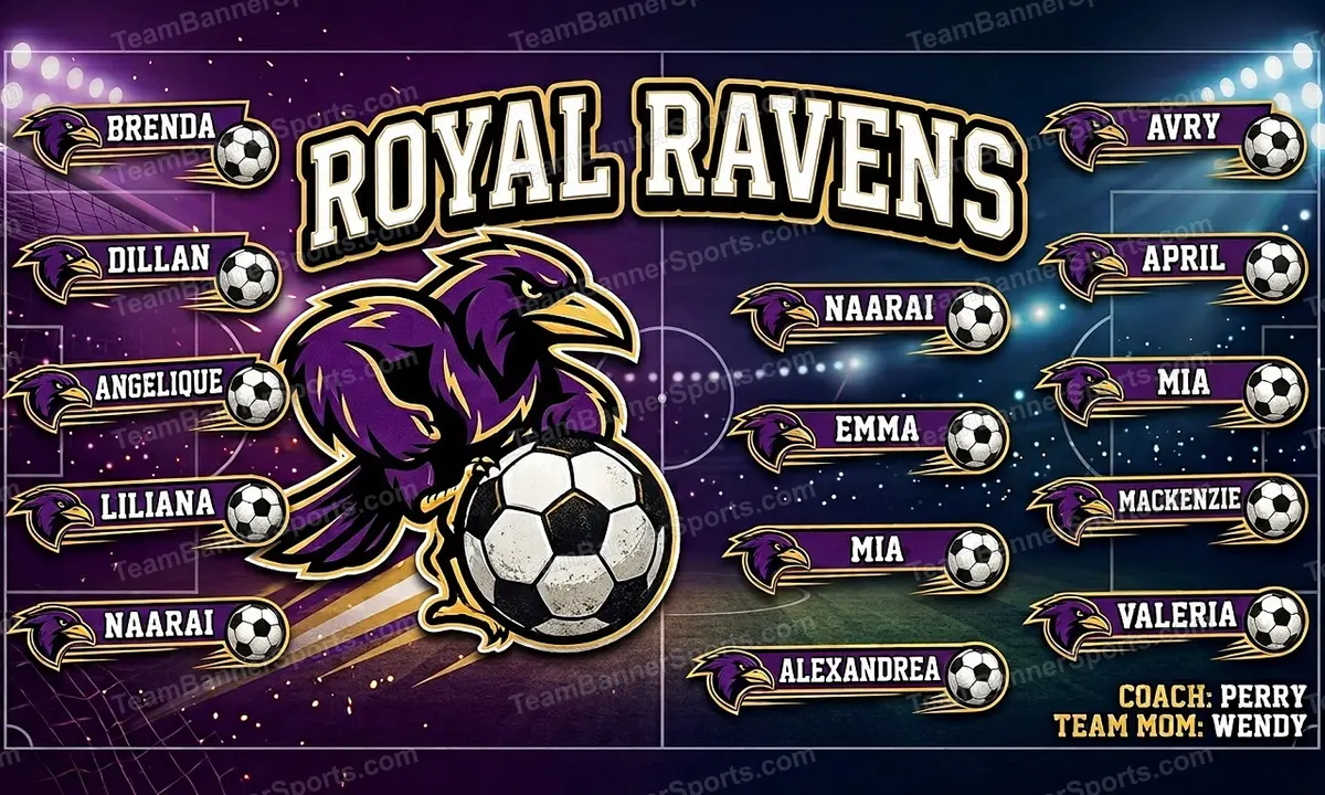Royal Ravens soccer team banner created with AI
