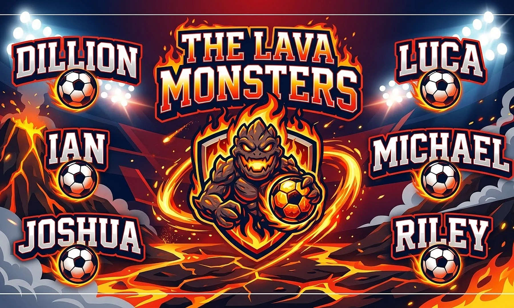 The Lava Monsters soccer team banner created with AI