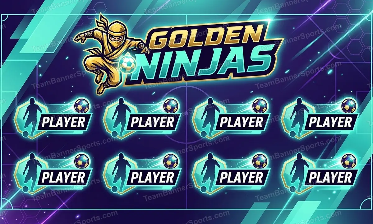 Golden Ninjas soccer team banner created with AI