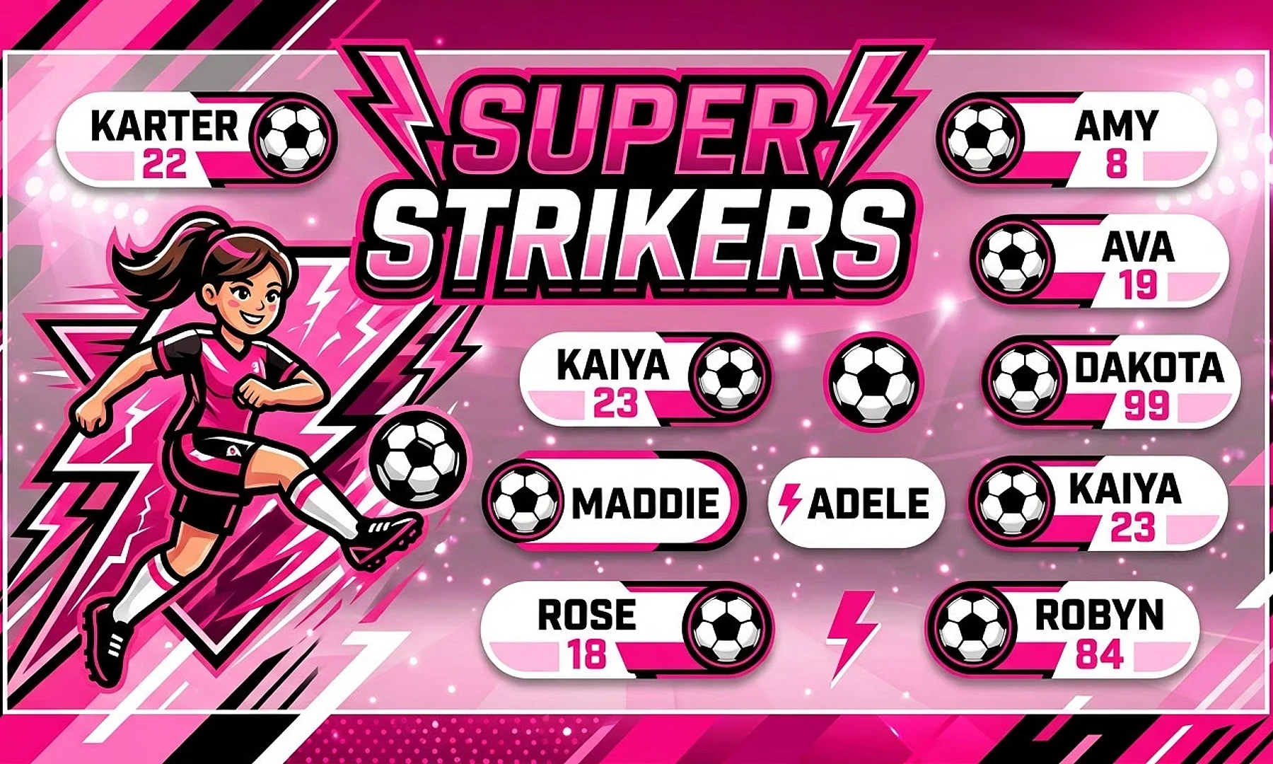 Super Strikers soccer team banner created with AI