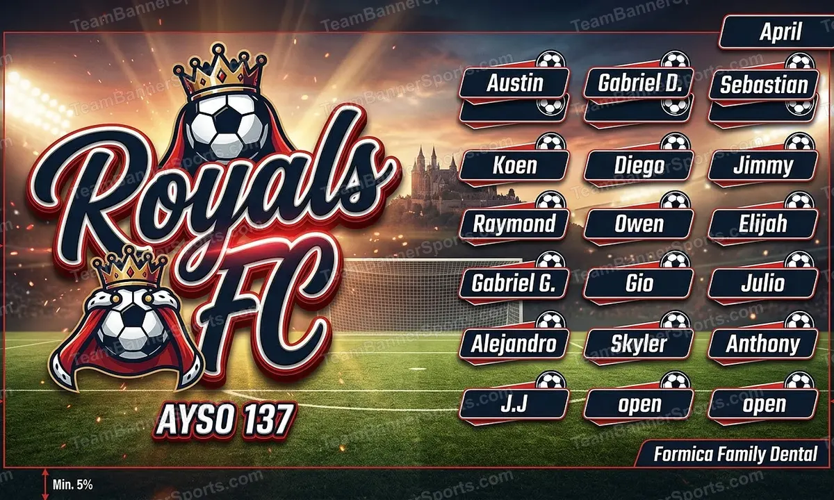 Royals FC soccer team banner created with AI