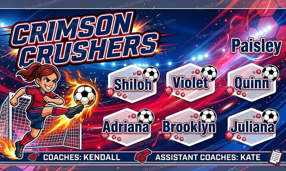 Crimson crushers soccer team banner created with AI